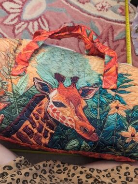 Colorful Quilted Giraffe Print Weekender Bag